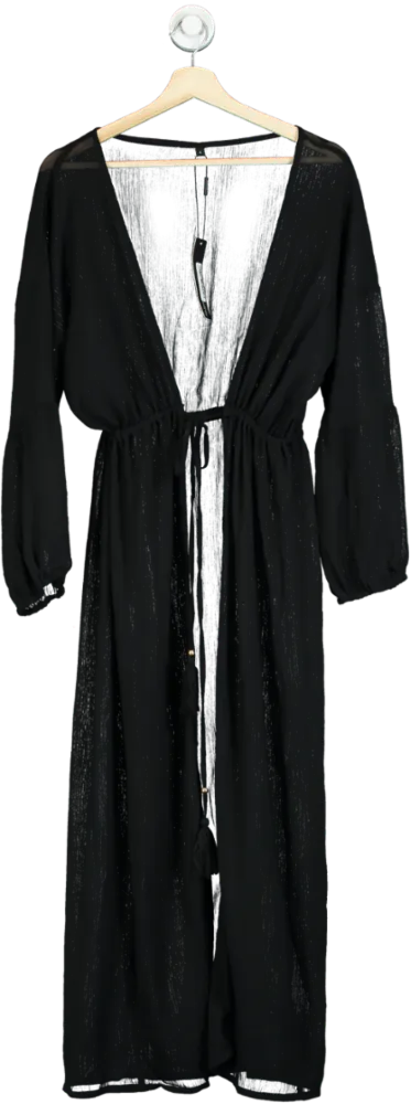 Fashion Nova Black Summer of Love Sheer Swim Cover Up Kimono UK S