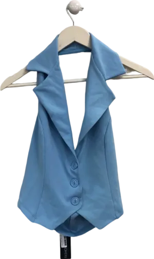 Fashion Nova Blue Halter Neck Vest UK S