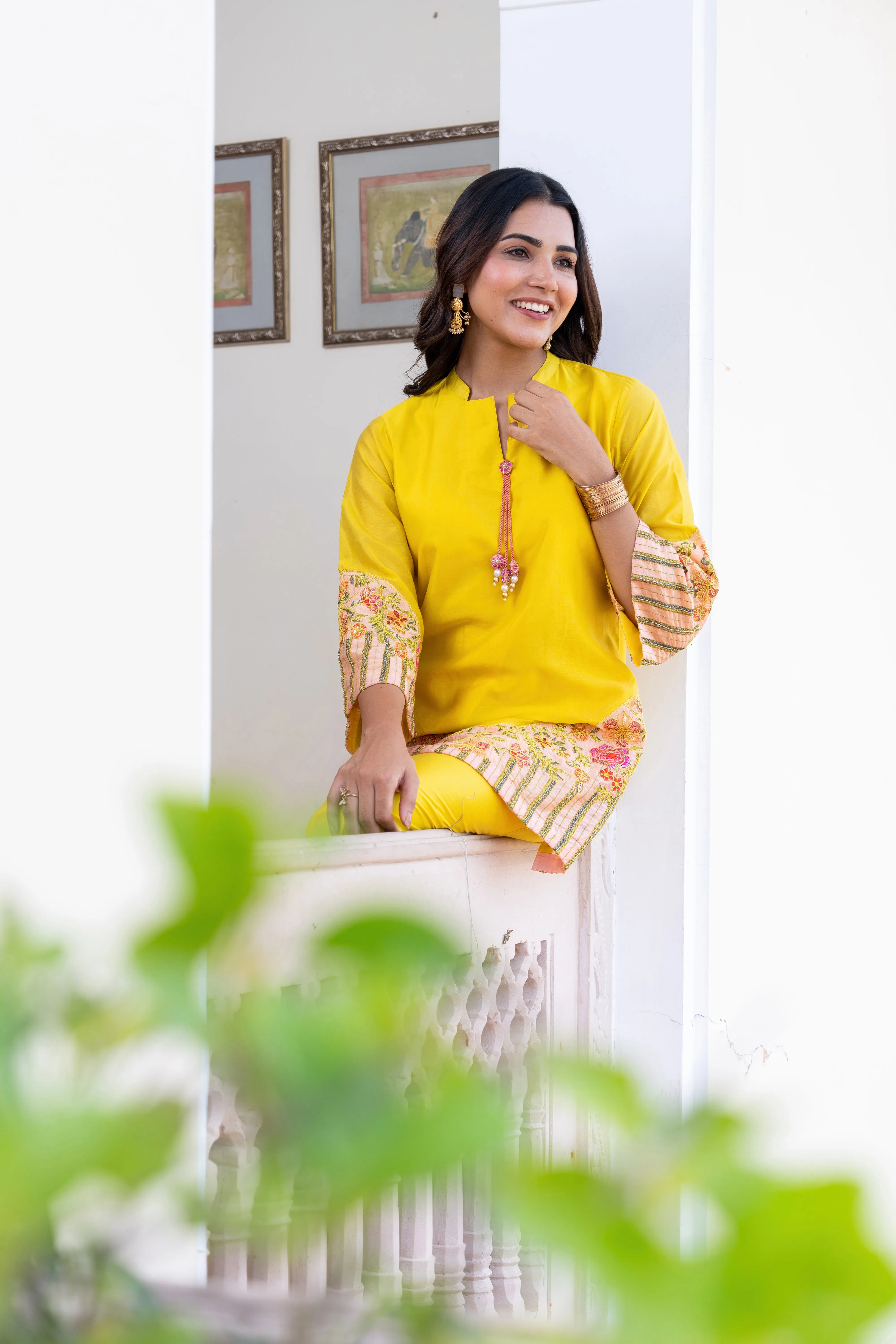 FASHION WEAR COLORBLOCKING 2PC CO-ORD SET EMBELLISHED WITH ADDA WORK DETAILS
