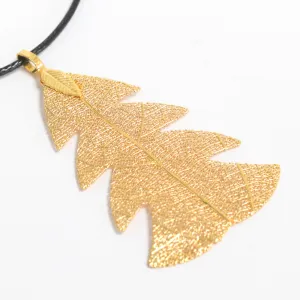 Festive Fir Leaf Necklace - Gold