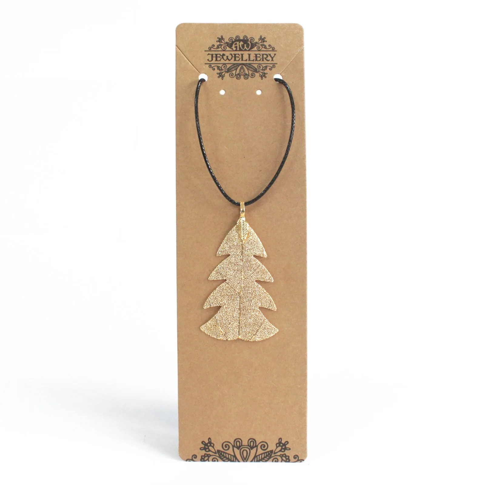 Festive Fir Leaf Necklace - Gold
