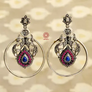 Festive Peacock Silver Earrings