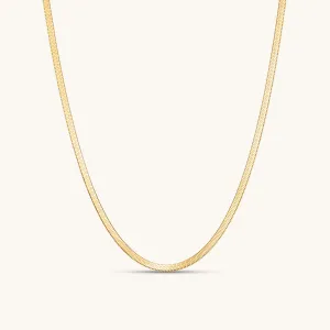 Fine Herringbone Necklace In Gold
