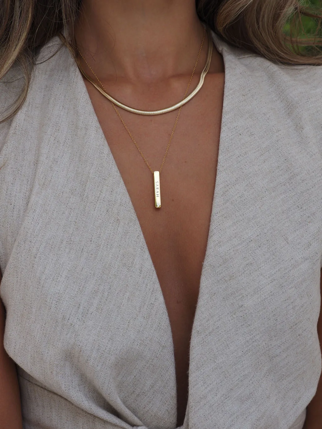 Fine Herringbone Necklace In Gold