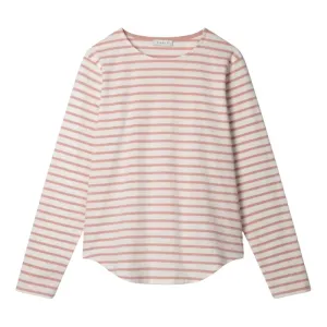 Fleur Stripe Long-sleeve T-Shirt White & Dusky Pink