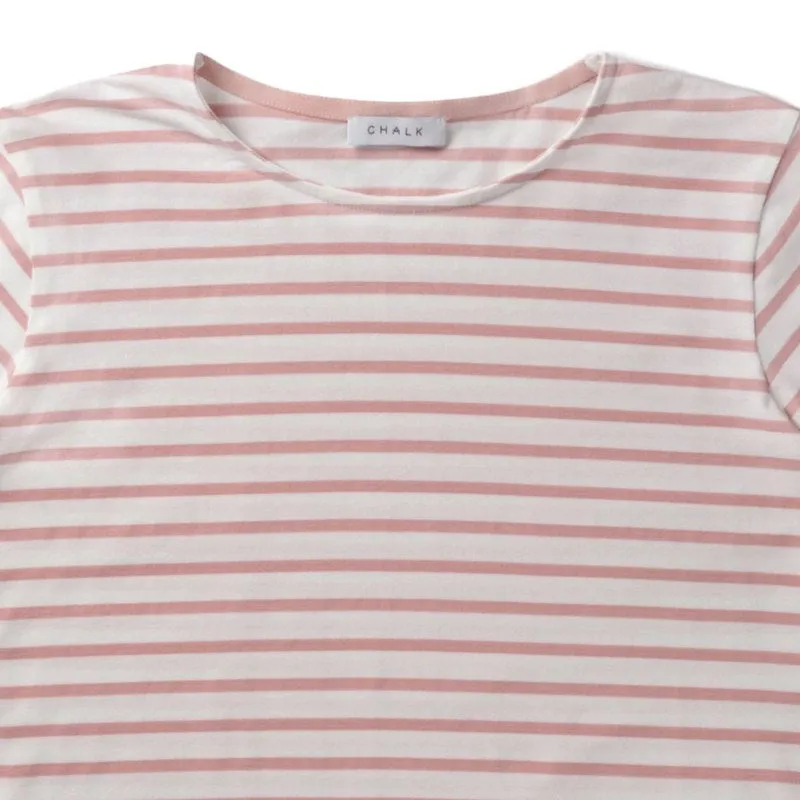 Fleur Stripe Long-sleeve T-Shirt White & Dusky Pink
