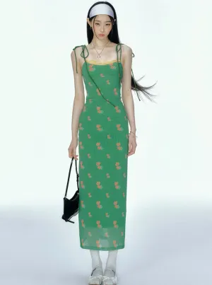 Floral Mesh Lace Resort Slip Dress