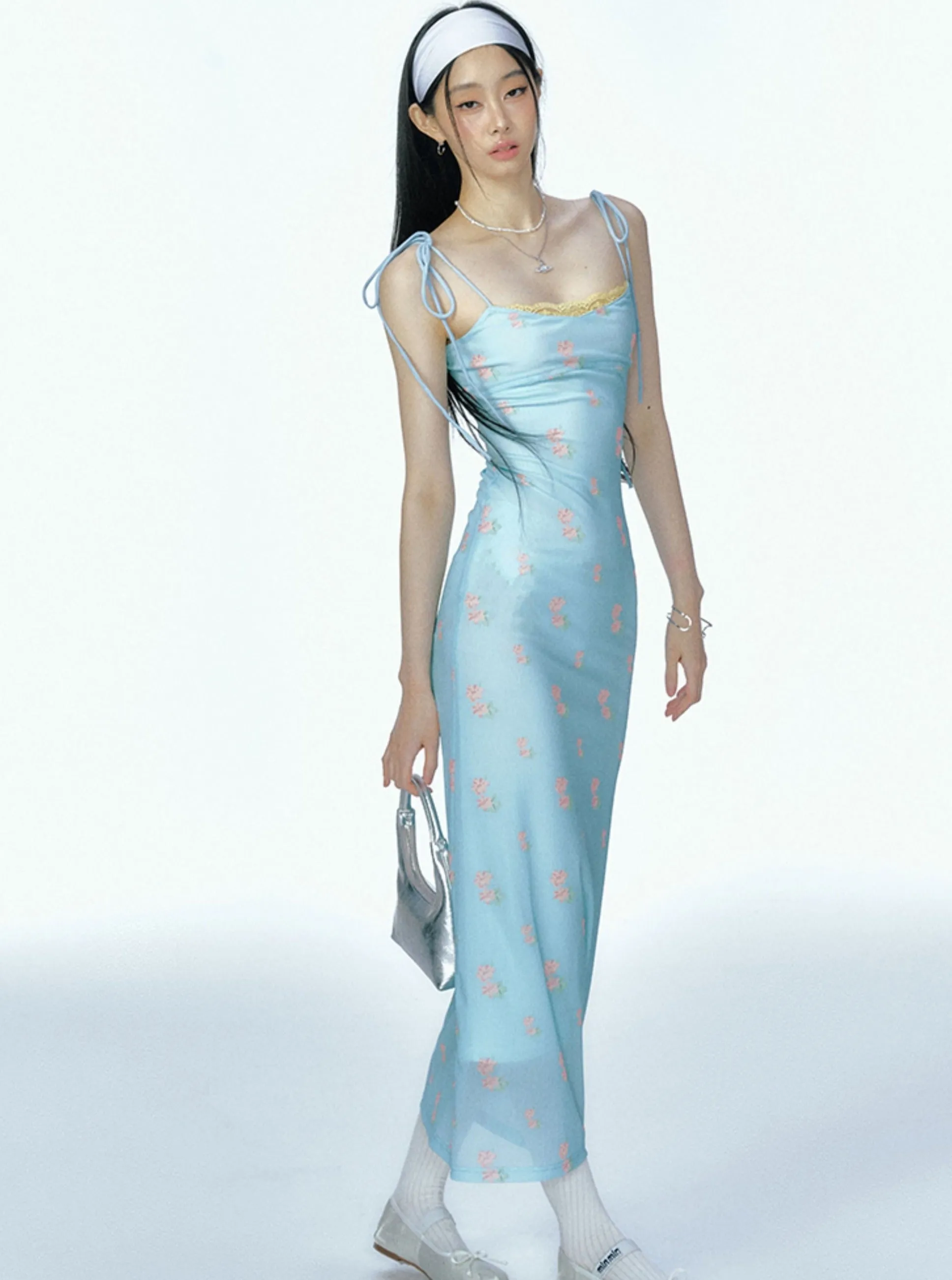 Floral Mesh Lace Resort Slip Dress