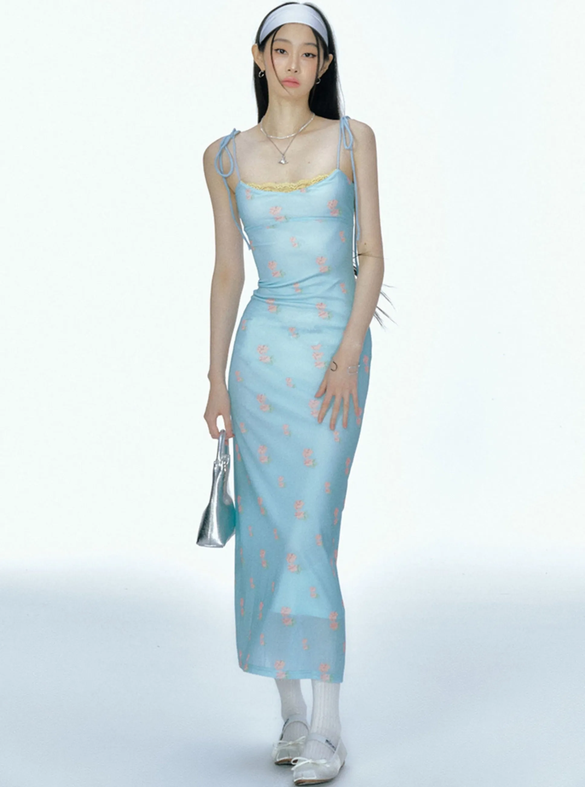 Floral Mesh Lace Resort Slip Dress