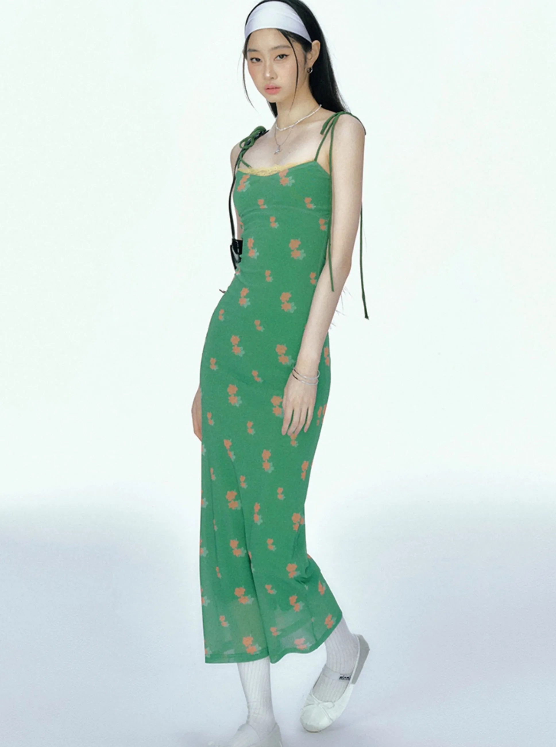 Floral Mesh Lace Resort Slip Dress