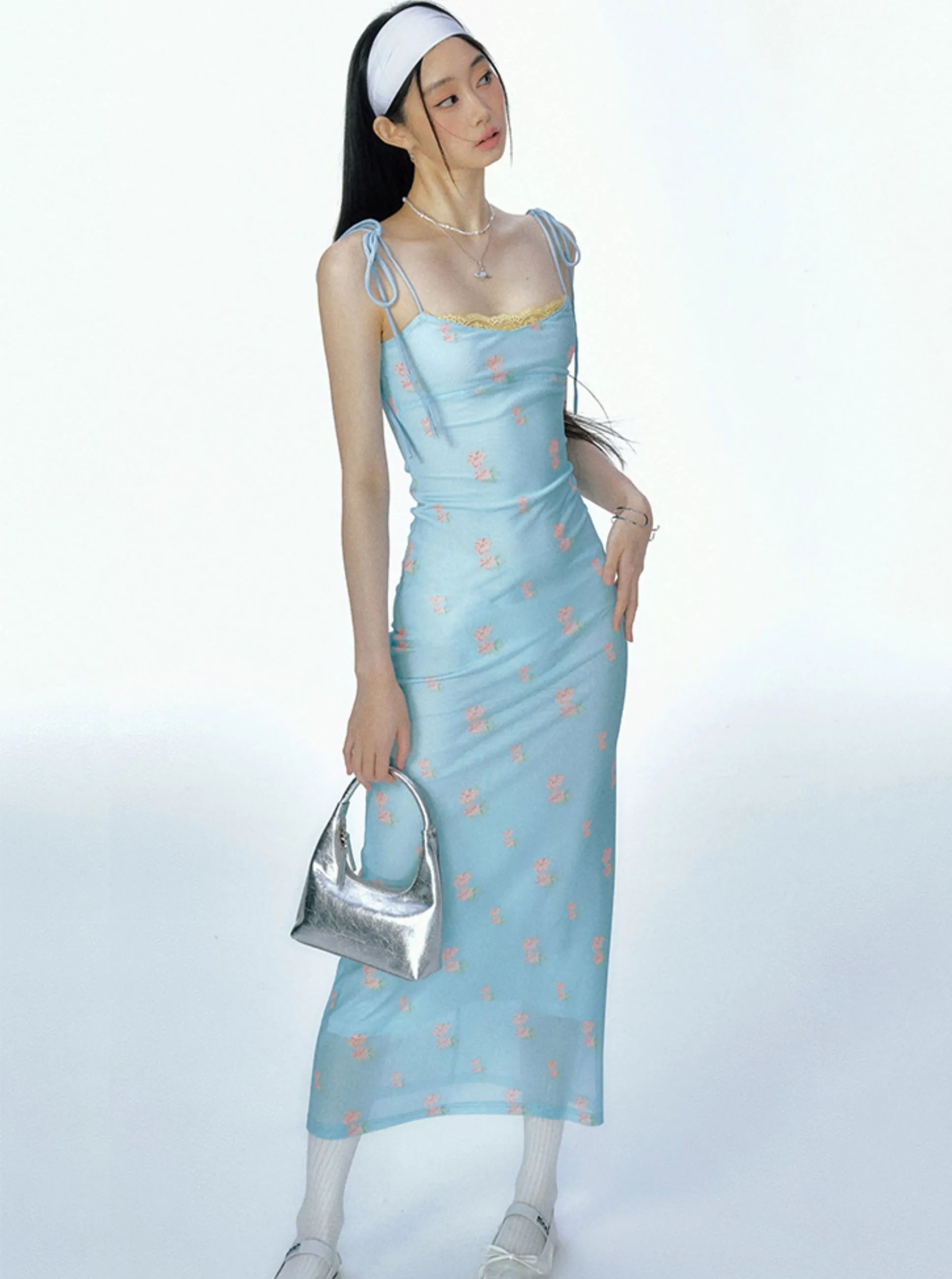 Floral Mesh Lace Resort Slip Dress