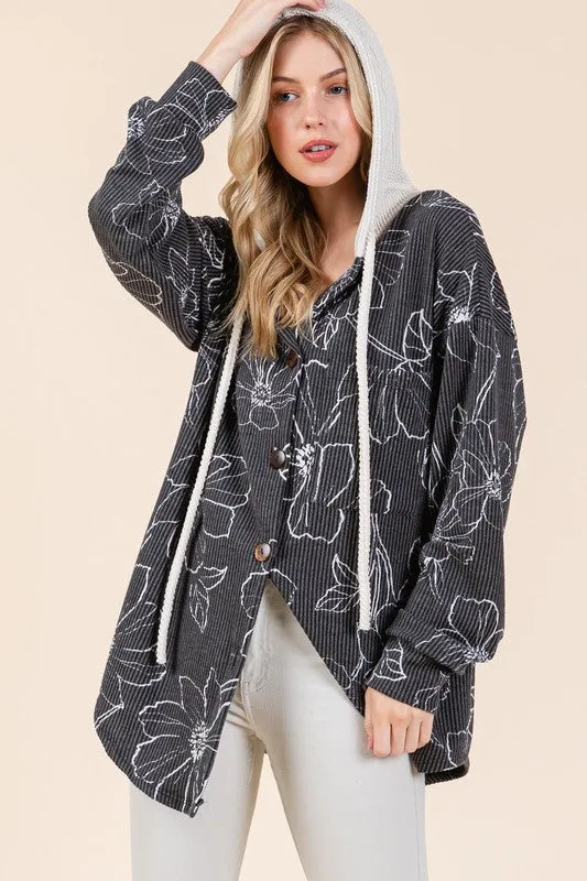 Floral Print Button Up Shacket
