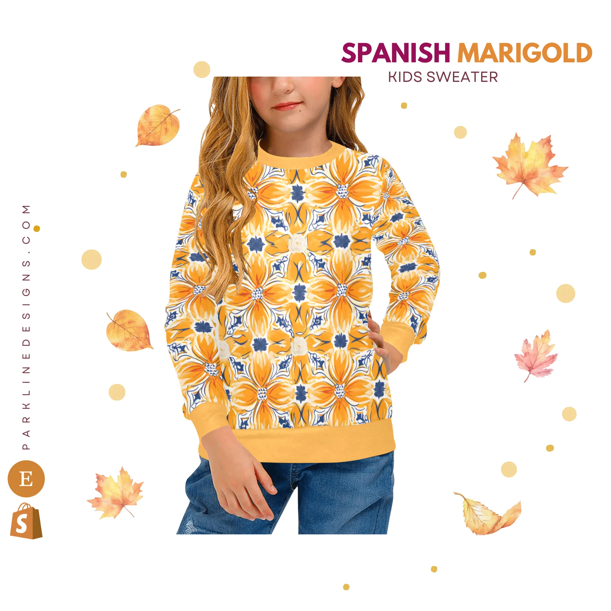 Floral Pumpkin Crew Neck Sweatshirt | Soft Pink and Blue All Over Print | Cozy Fall & Winter Wardrobe Essential