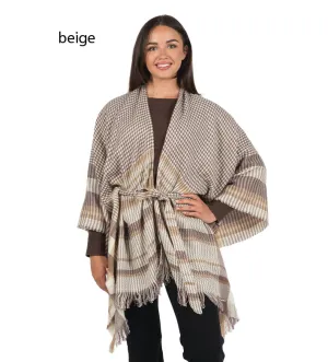 FSOR1632 - Plaid Shawl With Belt