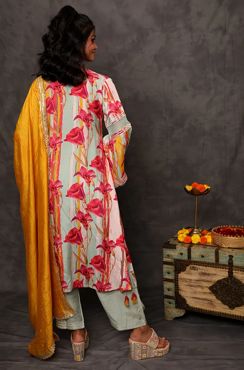 GEET-Celery Ice Green Three Piece Suit Set