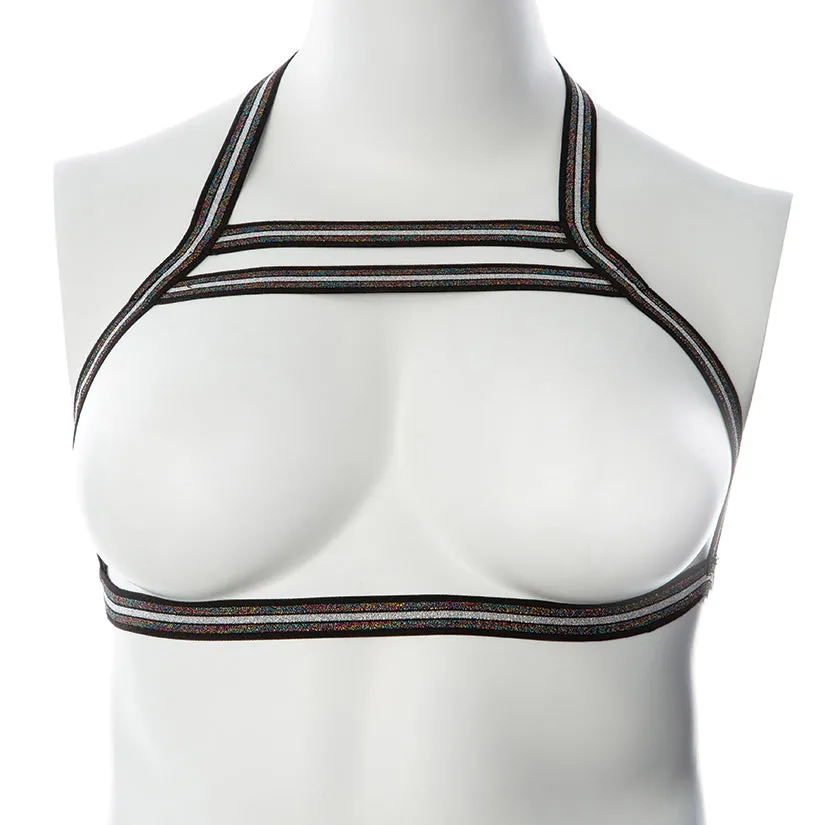 Gender Fluid Silver Lining Rainbow Glitter Harness