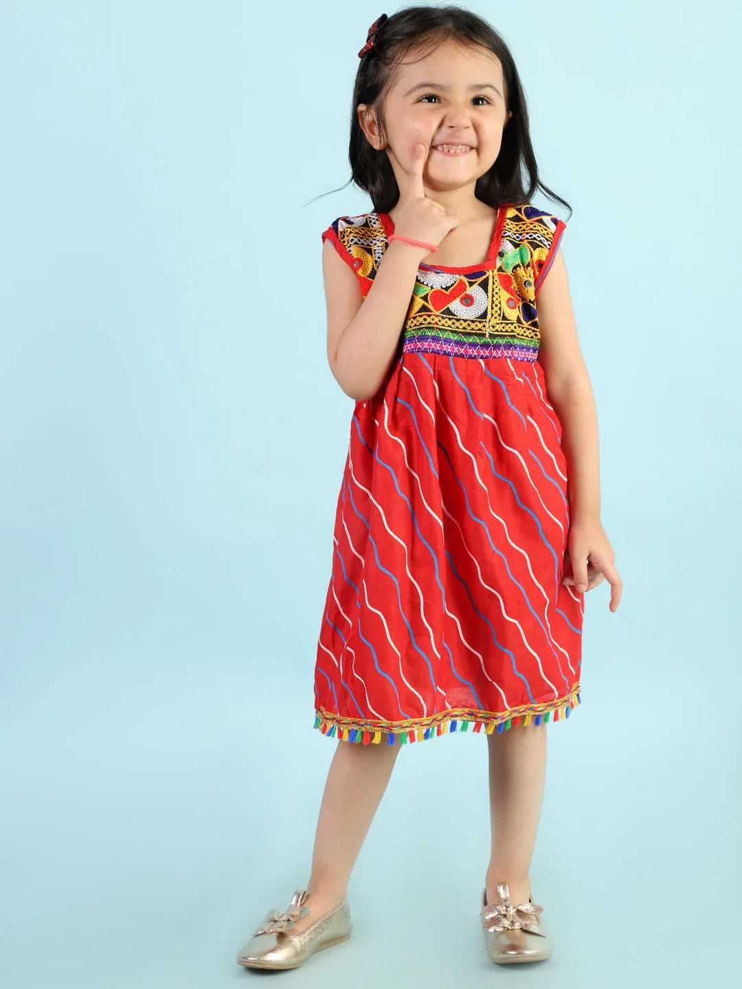 Girl's Festive Lehariya Navratri Dress - Kid1 Girls