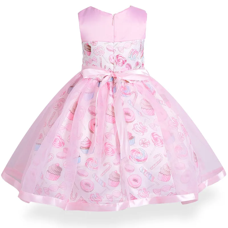 Girls Sweet Print Dress, Pink, Size 2-10 Yrs