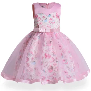 Girls Sweet Print Dress, Pink, Size 2-10 Yrs