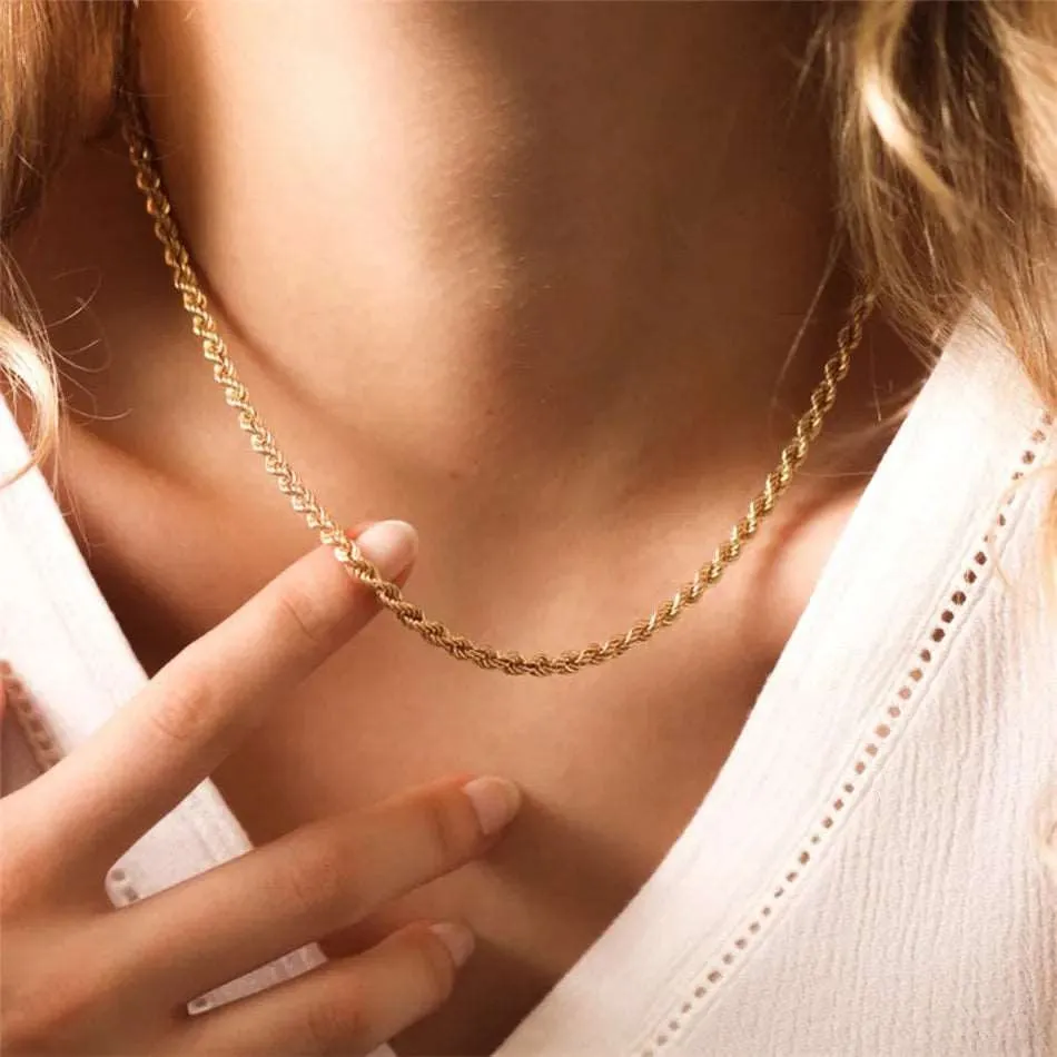 Gold twisted chain 4mm