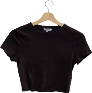 Good American Coffee Brown Crew Neck Crop Top Size 0