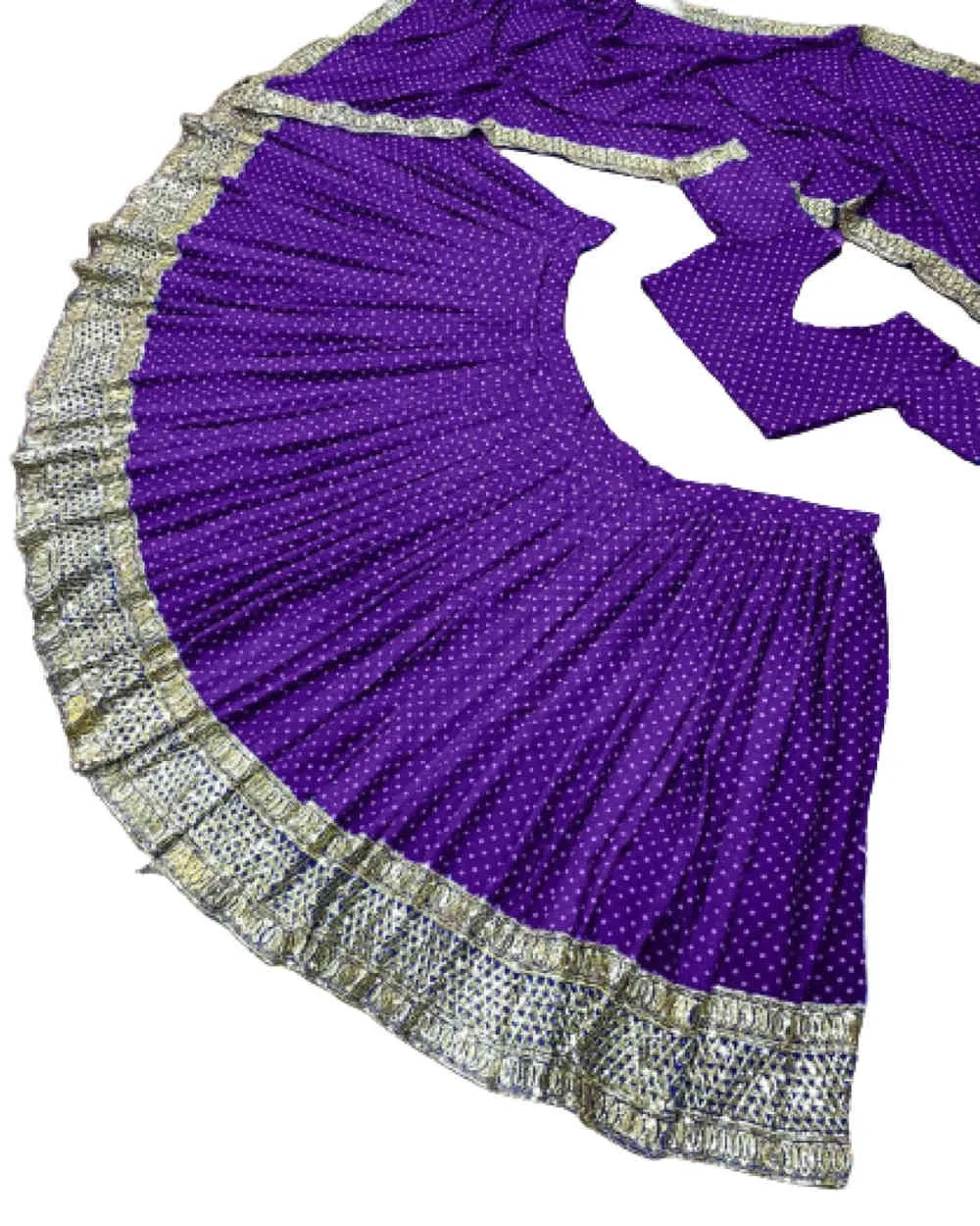 Gorgette Digital Print Lehengha Choli w/Dupata Purple Embroidery Sequence set