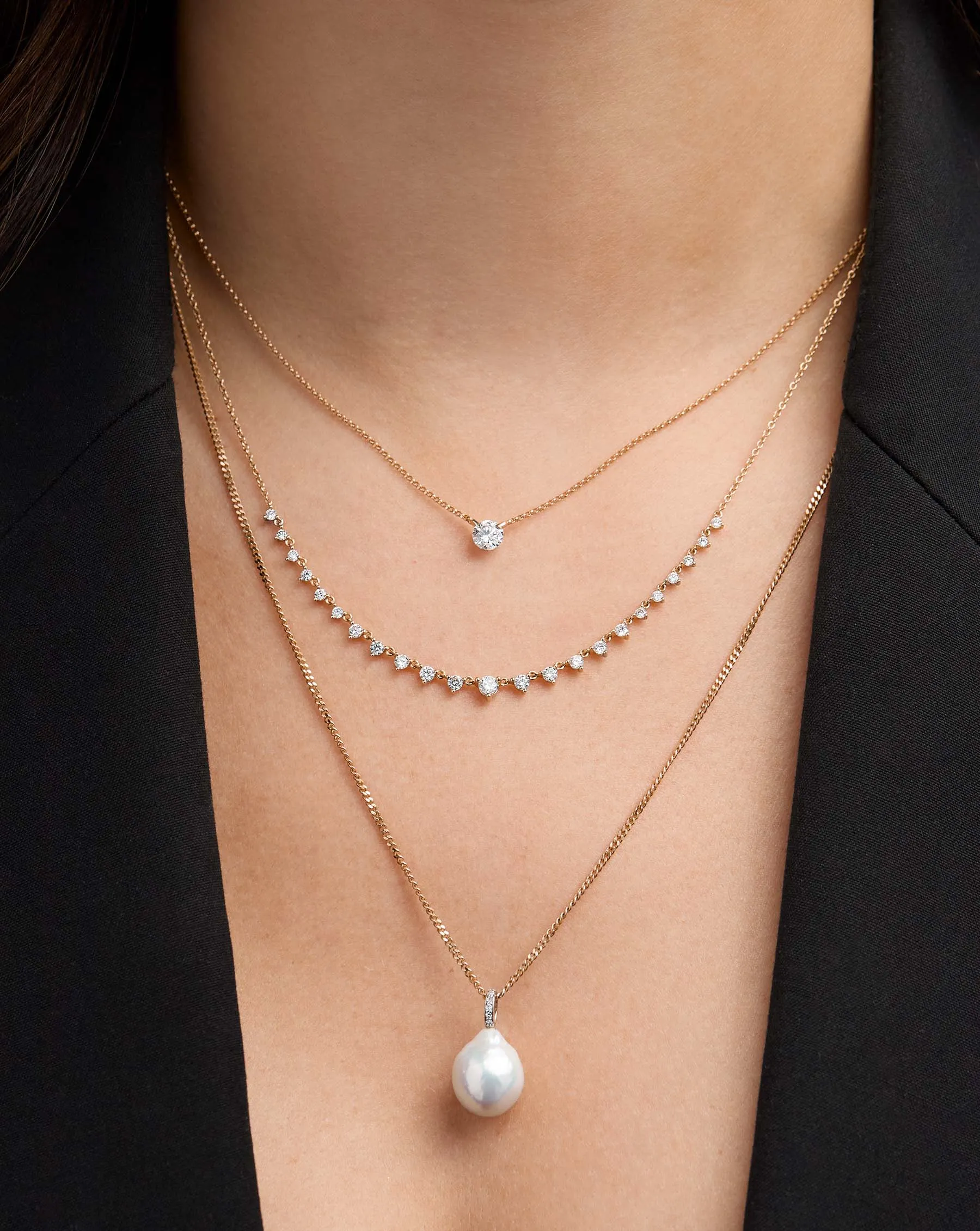Graduated Diamond Layering Necklace