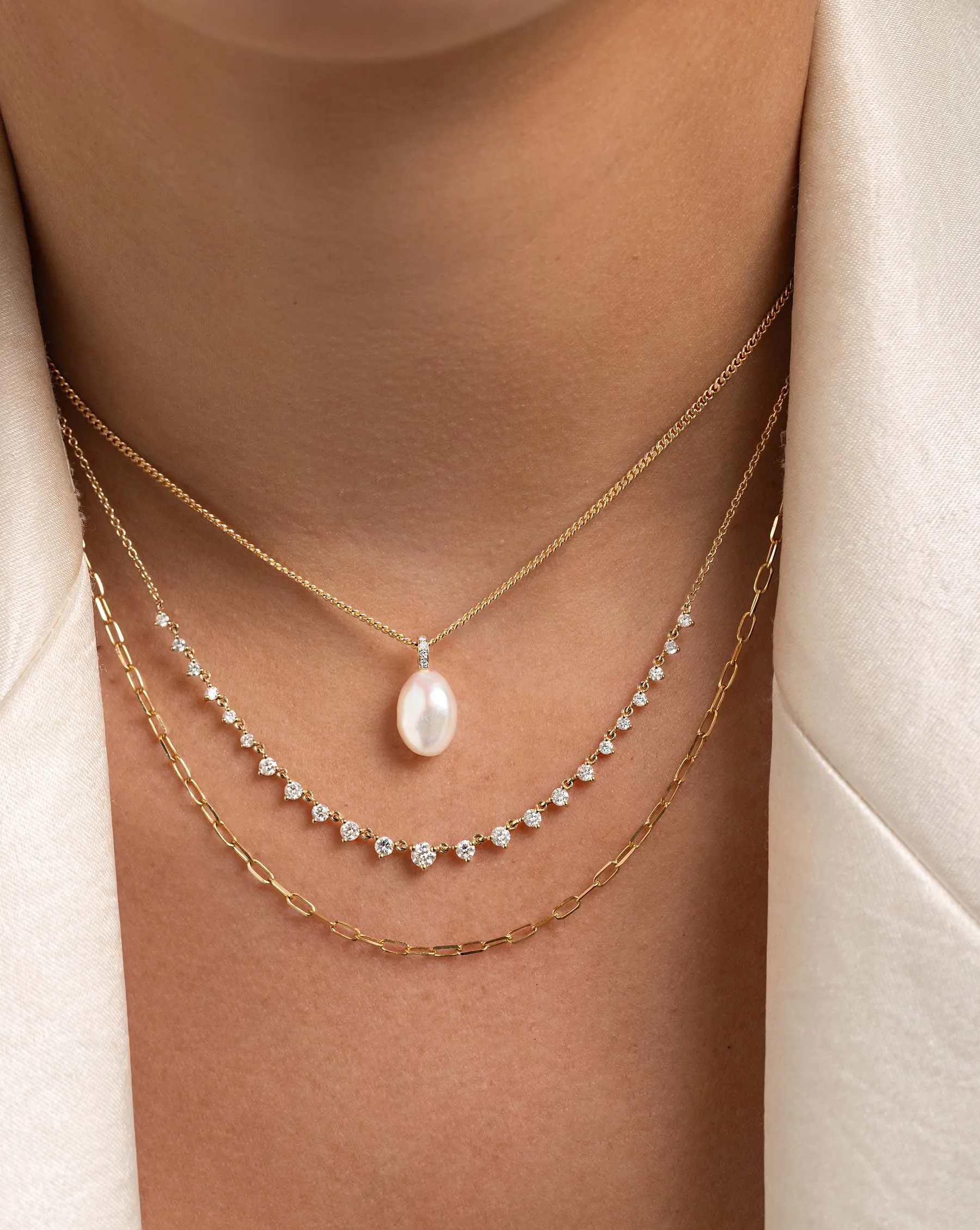 Graduated Diamond Layering Necklace