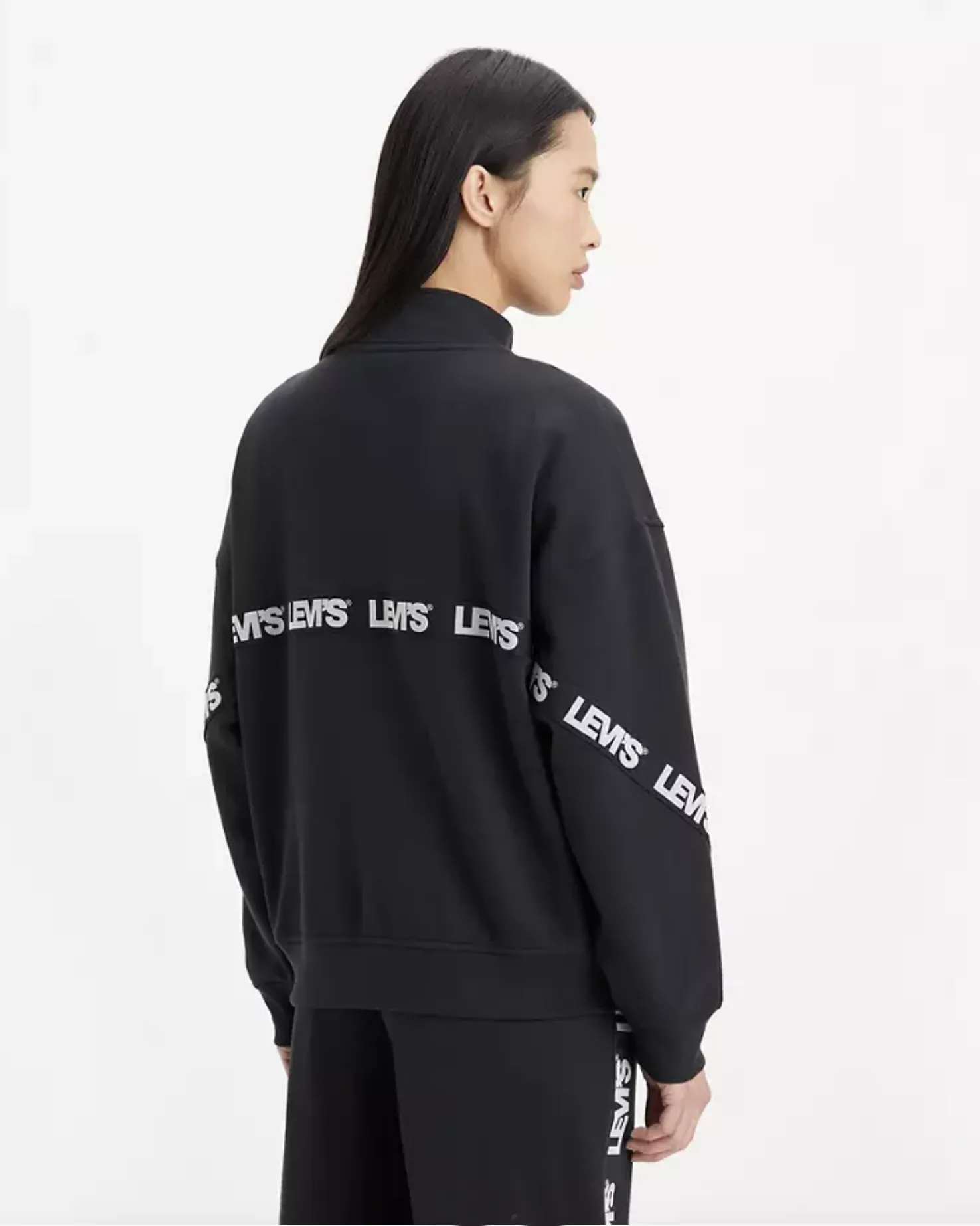 Graphic Flex Zipped Sweatshirt in Caviar