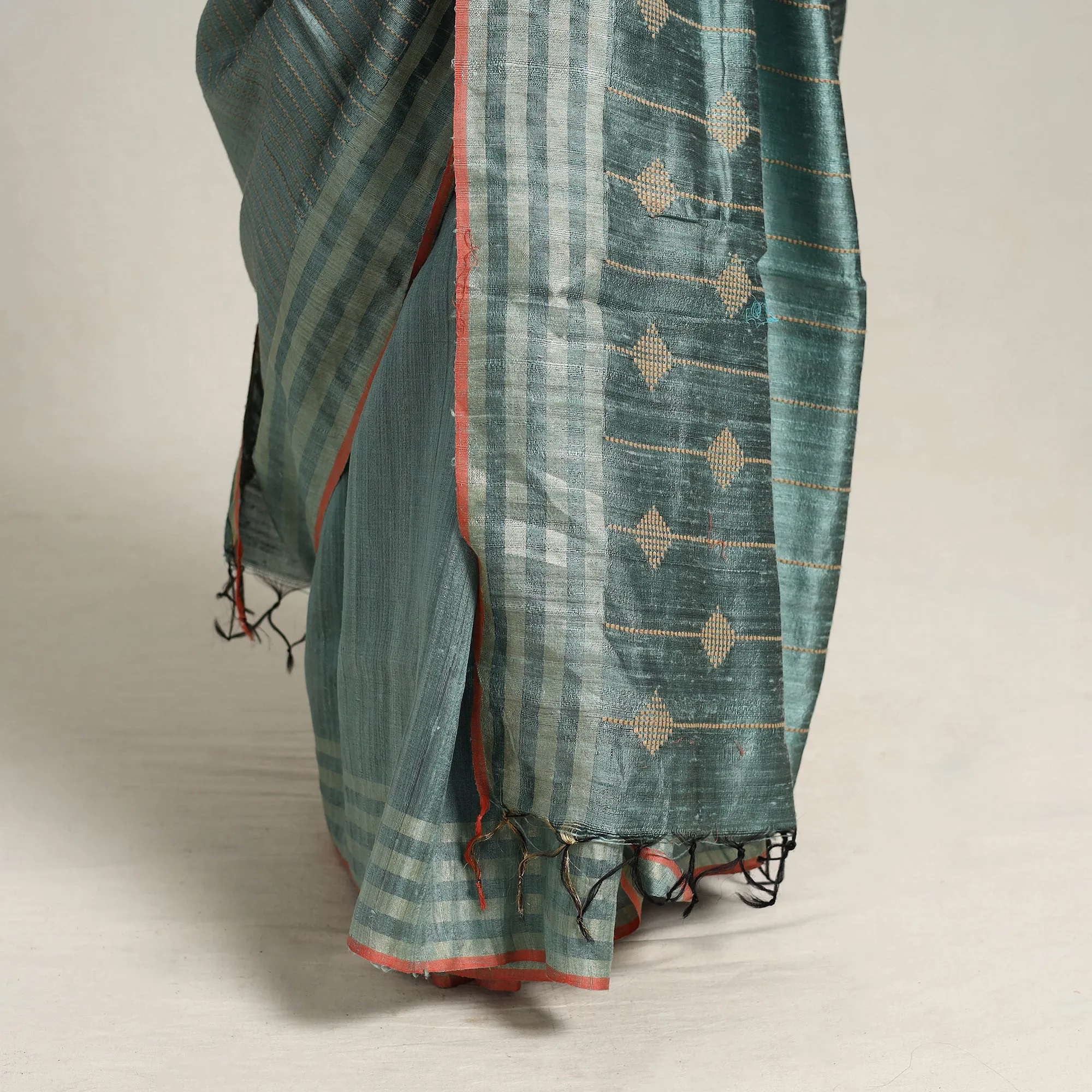 Green - Festive Desi Tussar Silk Bhagalpuri Handloom Saree 06