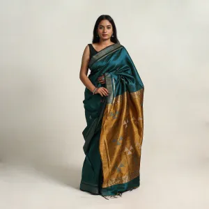 Green - Festive Desi Tussar Silk Bhagalpuri Handloom Saree 12