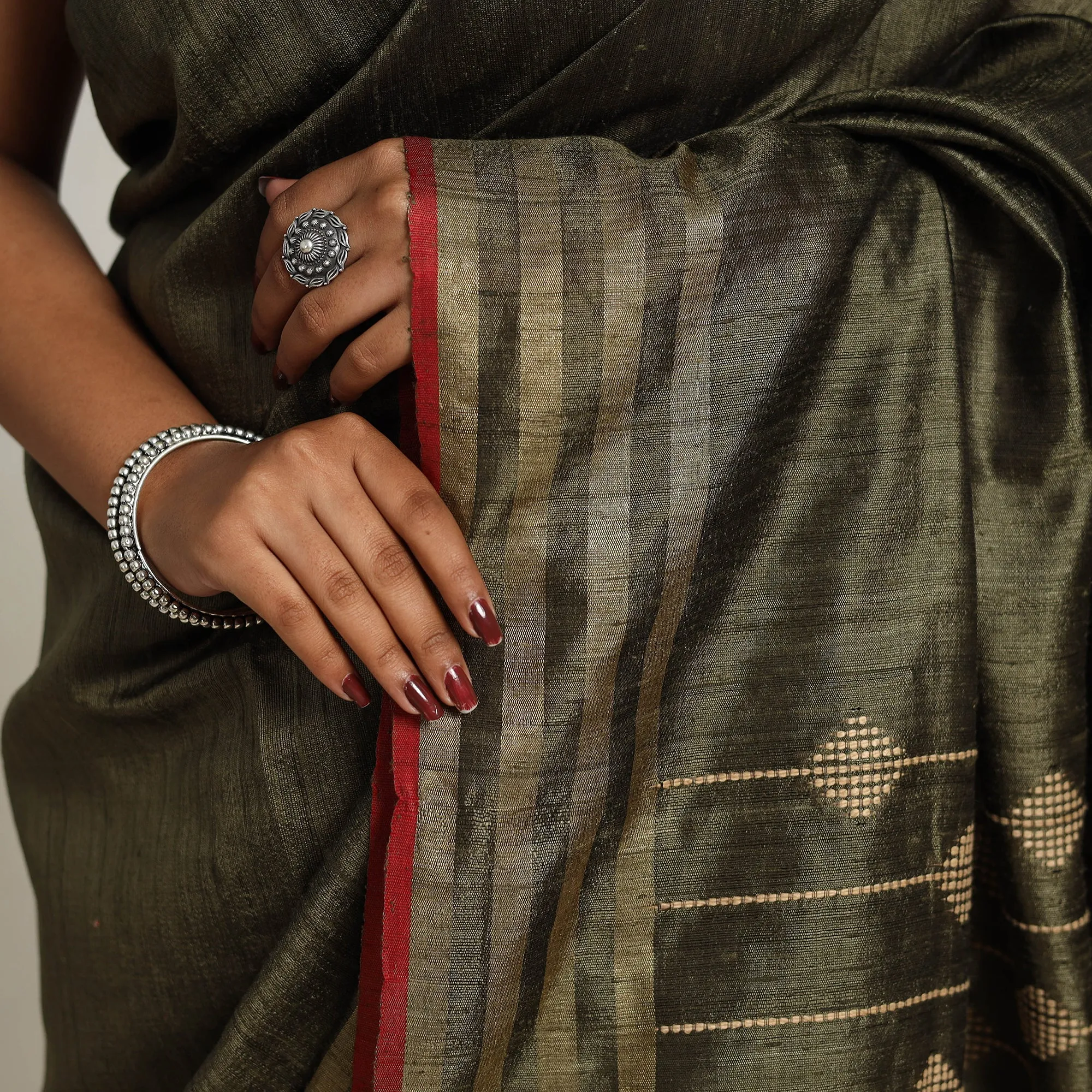 Green - Festive Desi Tussar Silk Bhagalpuri Handloom Saree 20