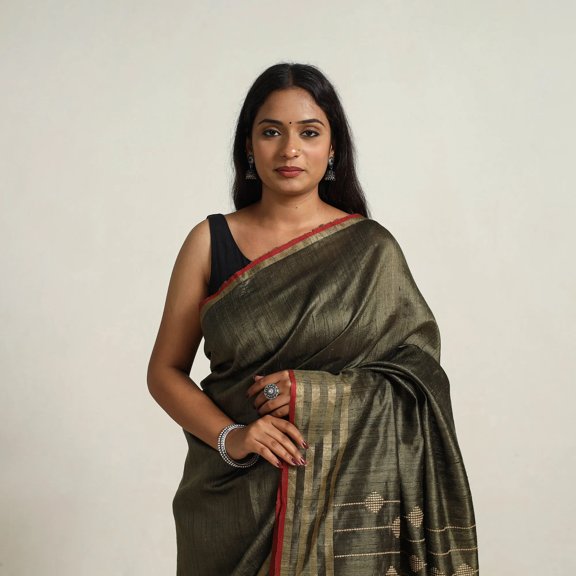 Green - Festive Desi Tussar Silk Bhagalpuri Handloom Saree 20