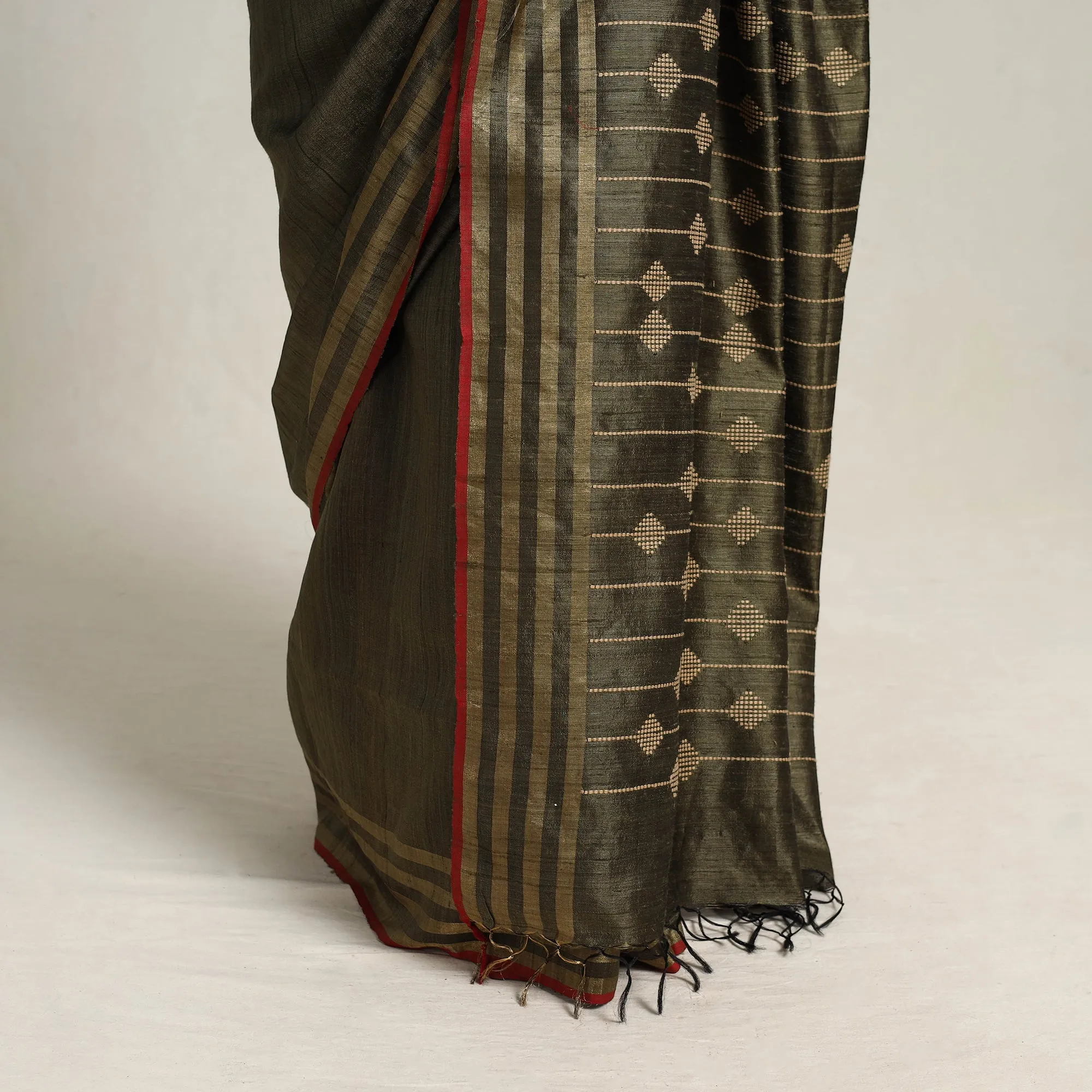 Green - Festive Desi Tussar Silk Bhagalpuri Handloom Saree 20