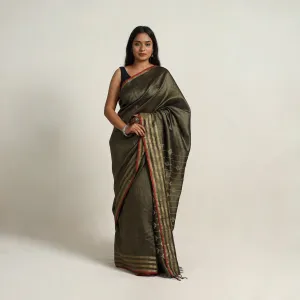 Green - Festive Desi Tussar Silk Bhagalpuri Handloom Saree 20