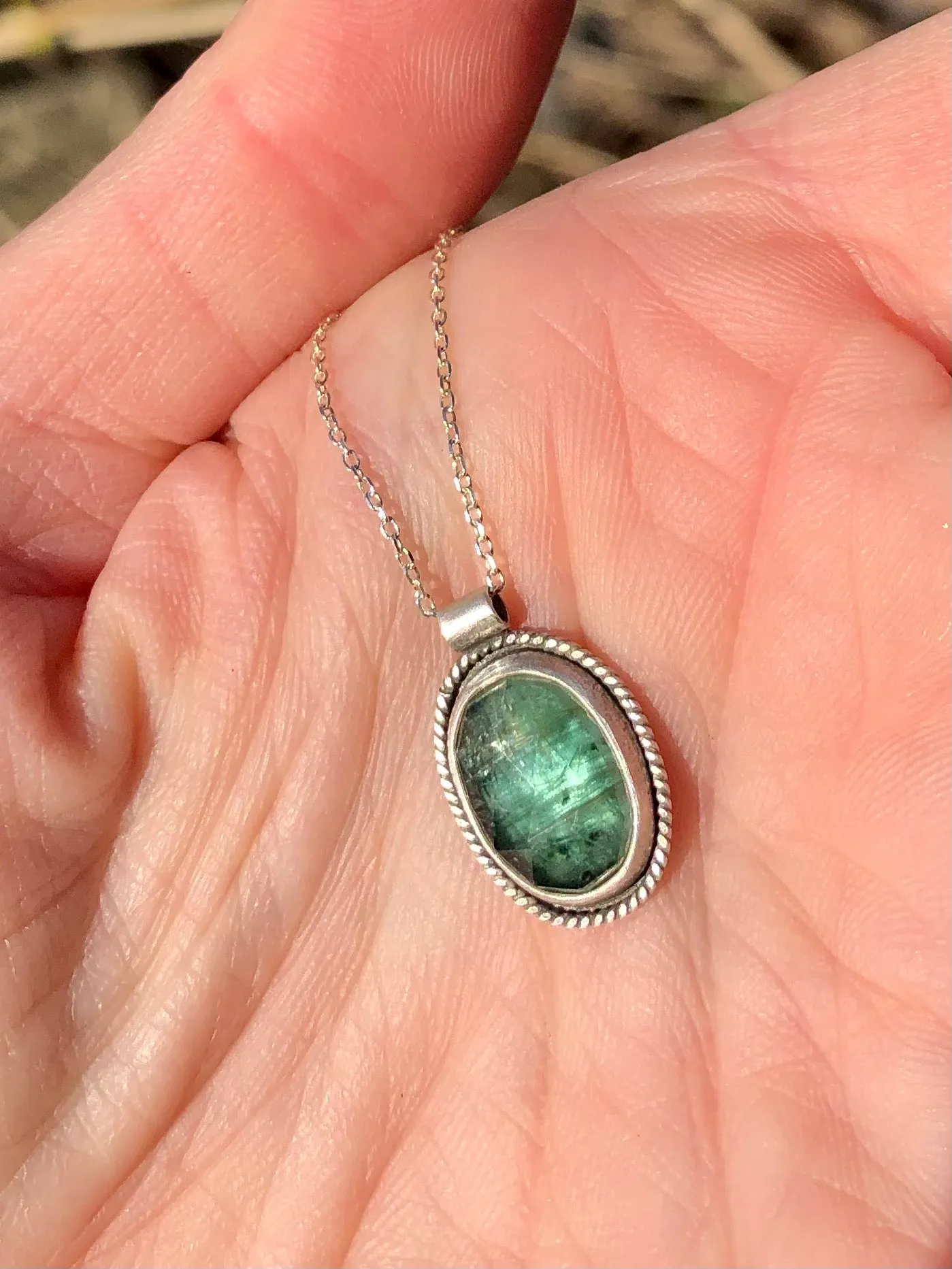 Green Kyanite Oval Necklace