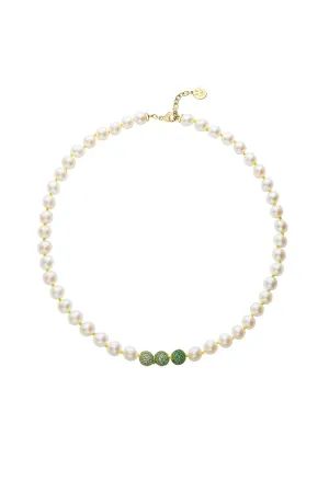 Green Sapphire Pearl Layering Necklace