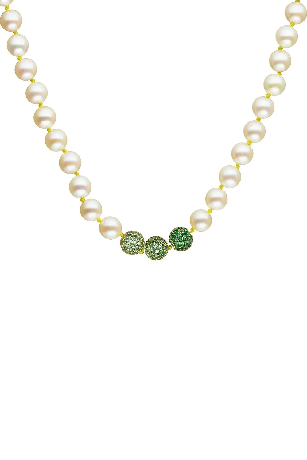 Green Sapphire Pearl Layering Necklace