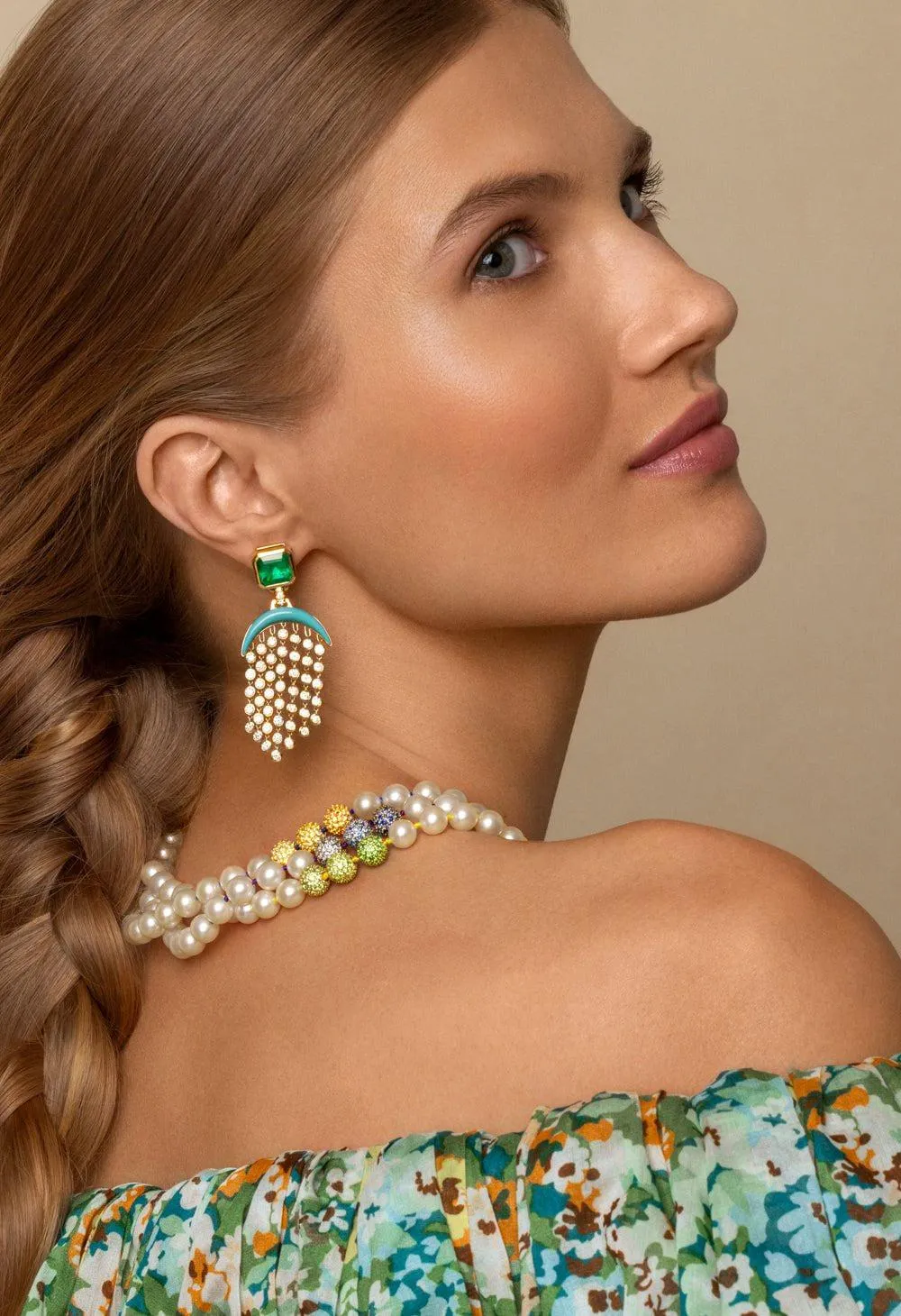 Green Sapphire Pearl Layering Necklace