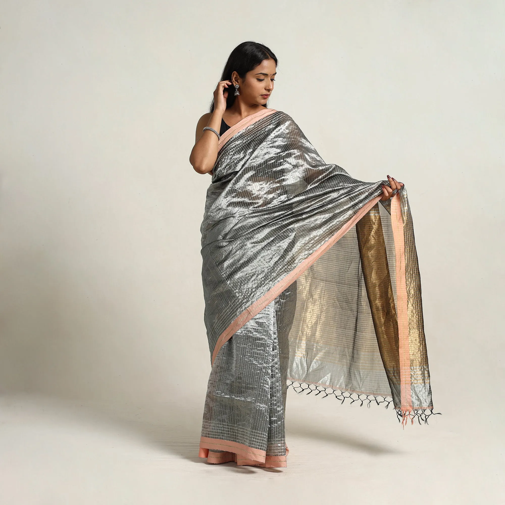 Grey - Festive Desi Tussar Silk Bhagalpuri Handloom Saree 19