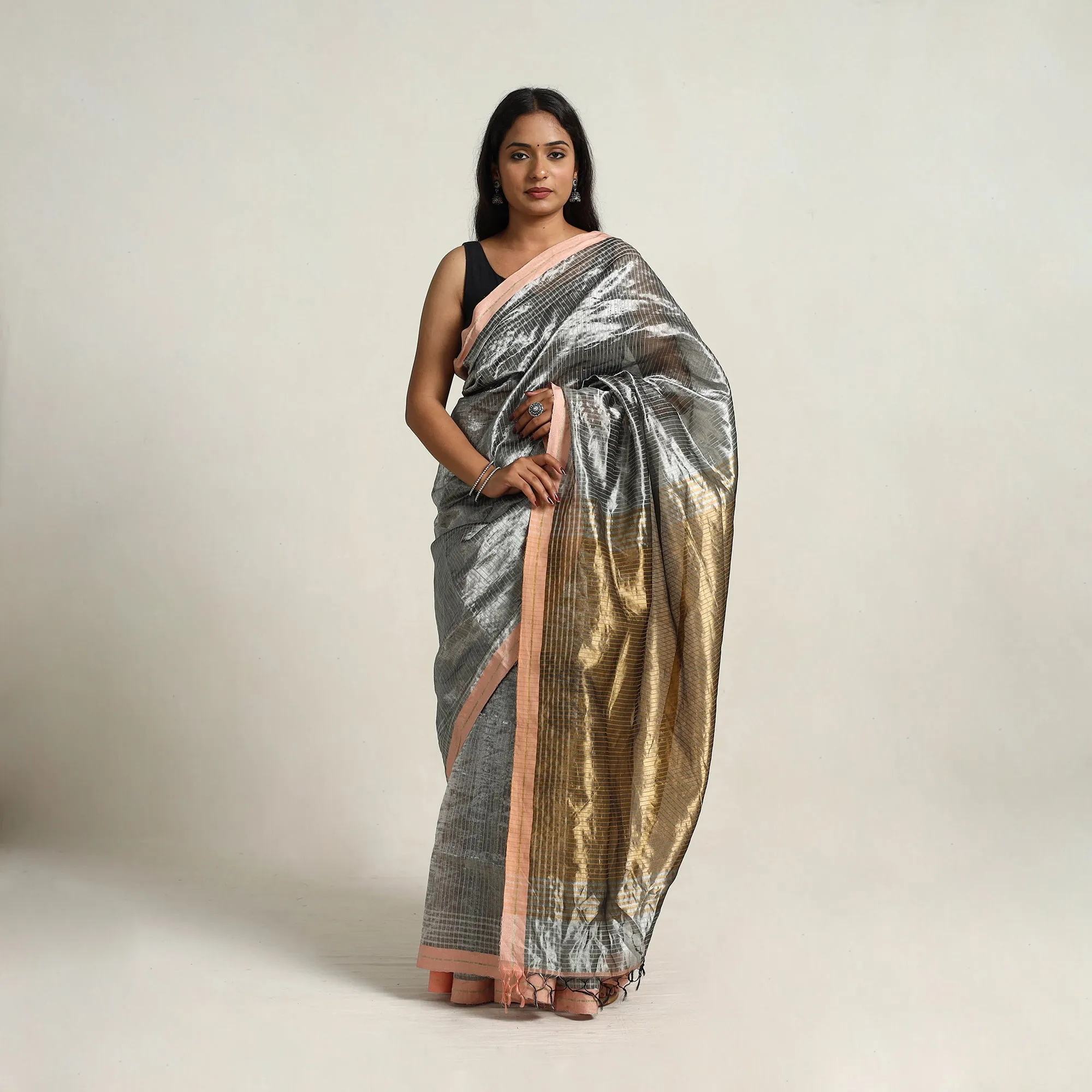 Grey - Festive Desi Tussar Silk Bhagalpuri Handloom Saree 19