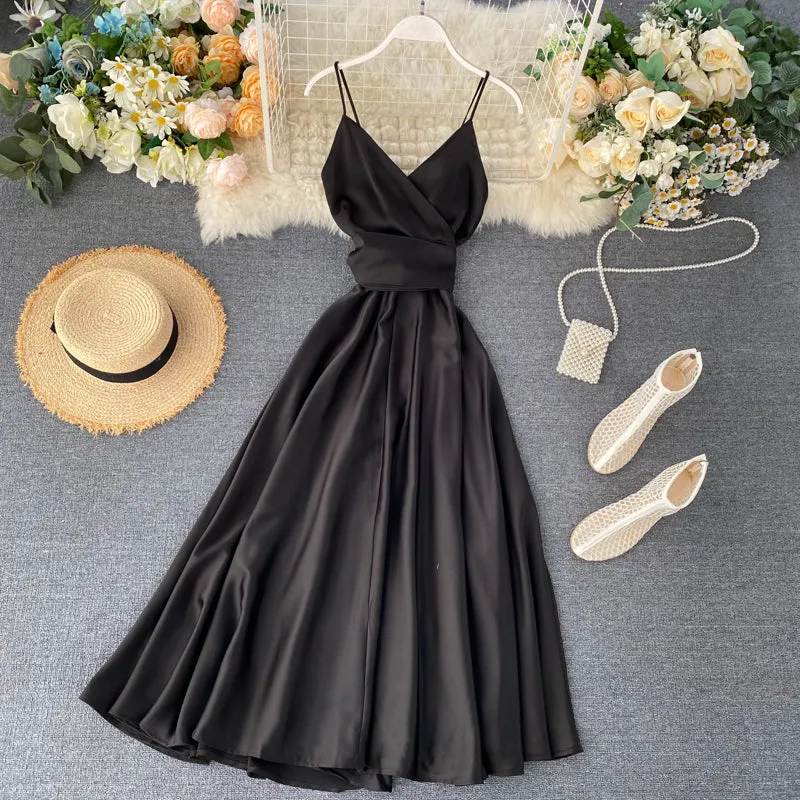 Halter Lace-up Waist Slip Dress