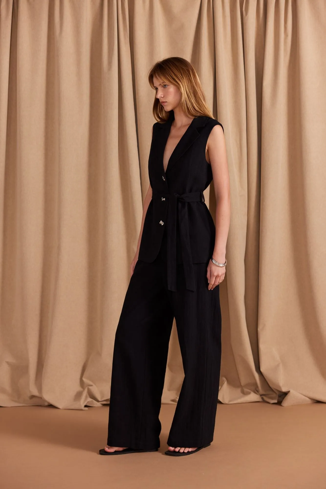 Harper Belted Vest | Black