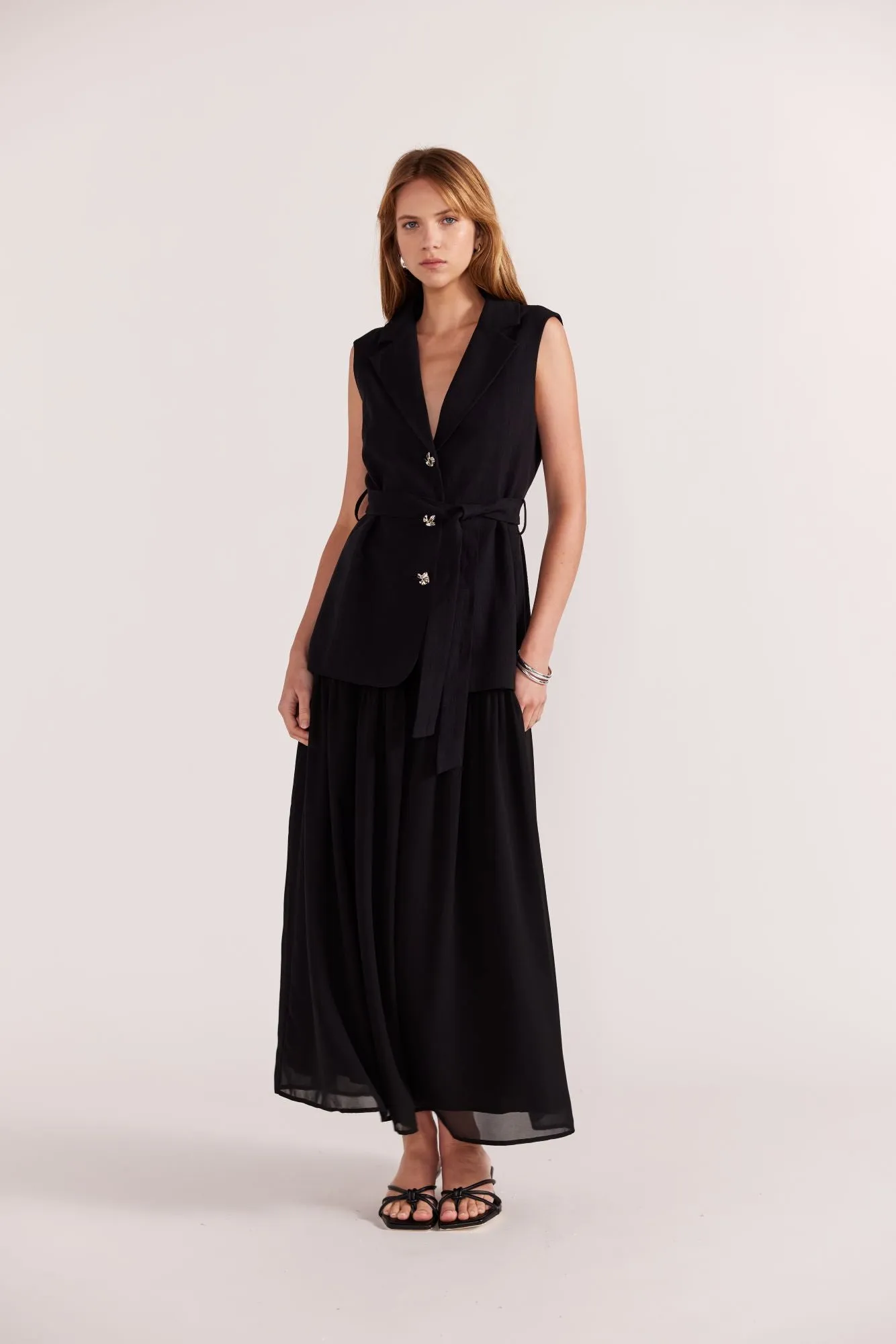 Harper Belted Vest | Black