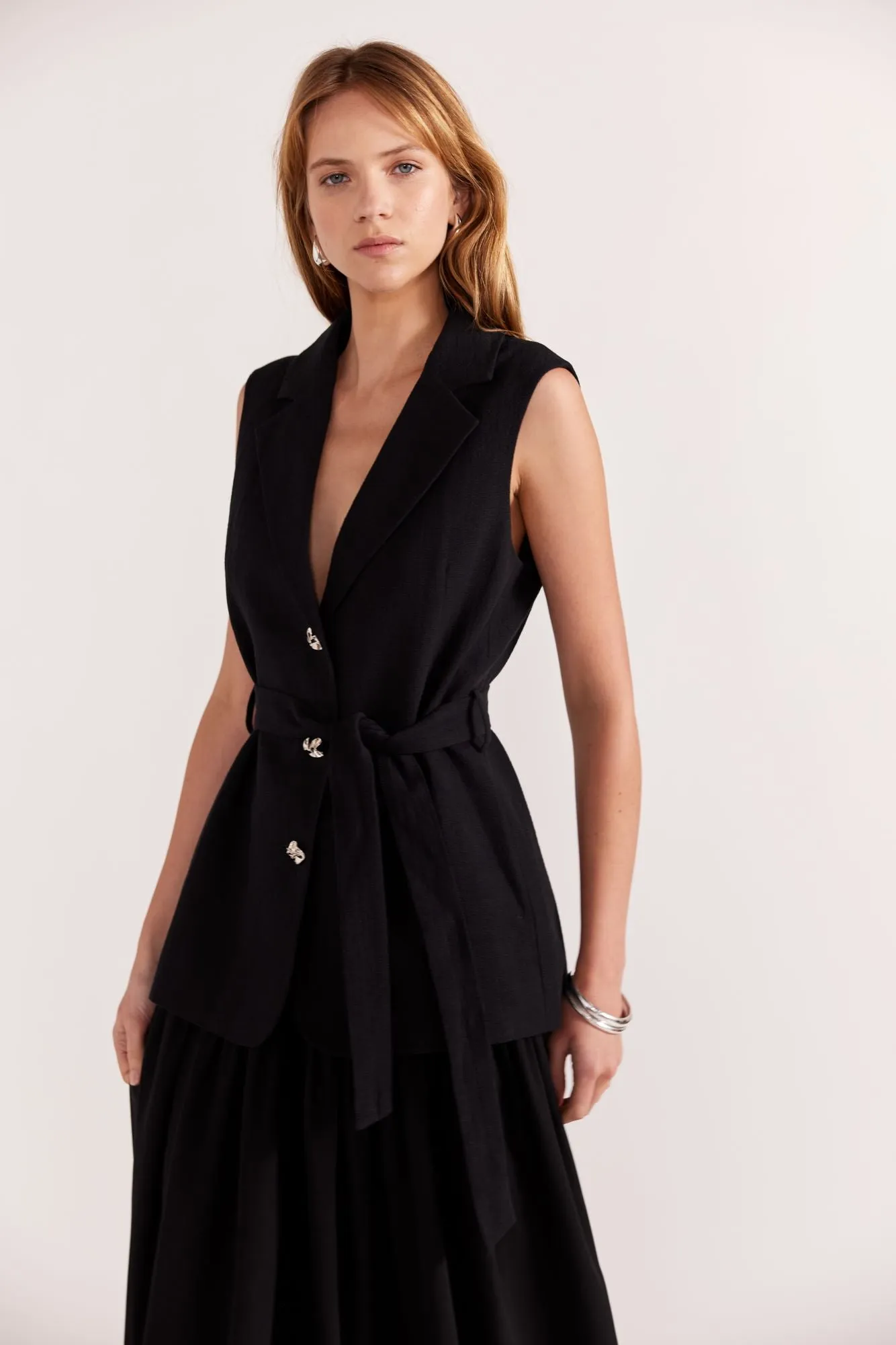Harper Belted Vest | Black