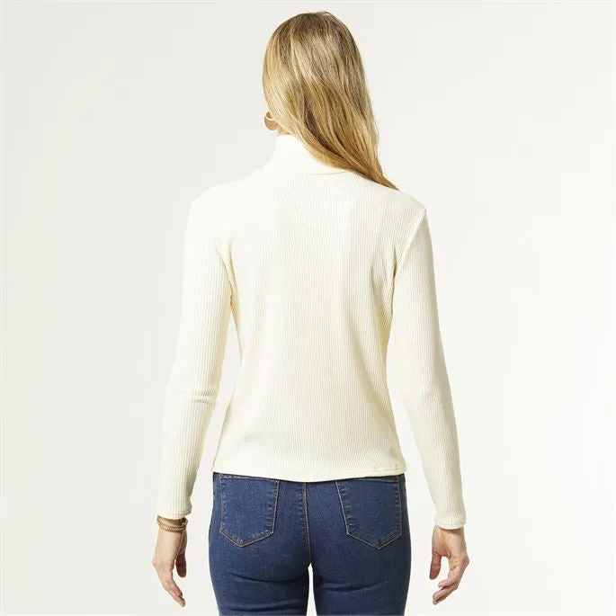 Hazel Long Sleeve Ribbed Mock Neck Top