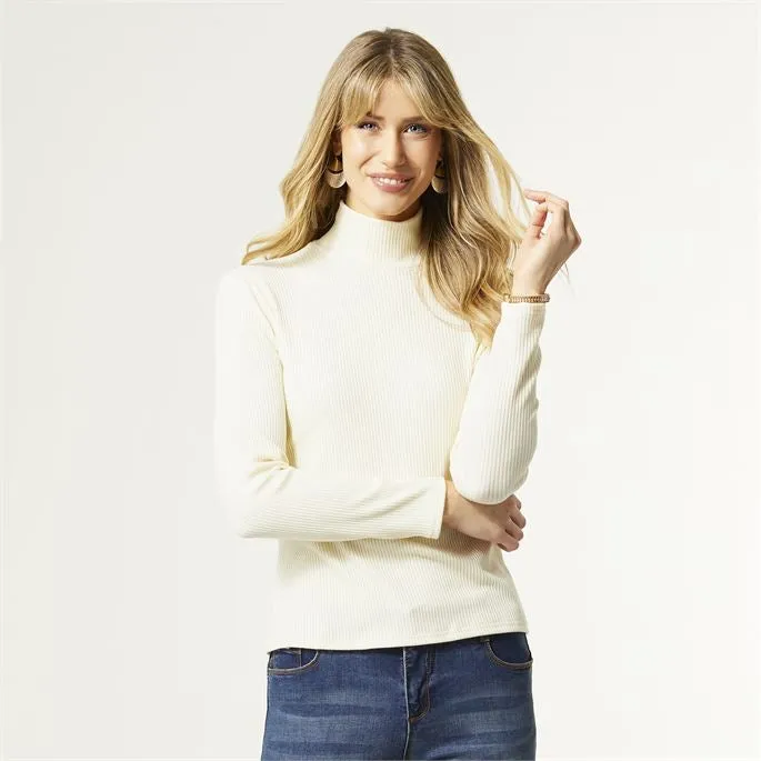 Hazel Long Sleeve Ribbed Mock Neck Top