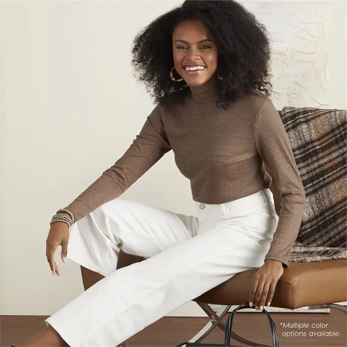 Hazel Long Sleeve Ribbed Mock Neck Top