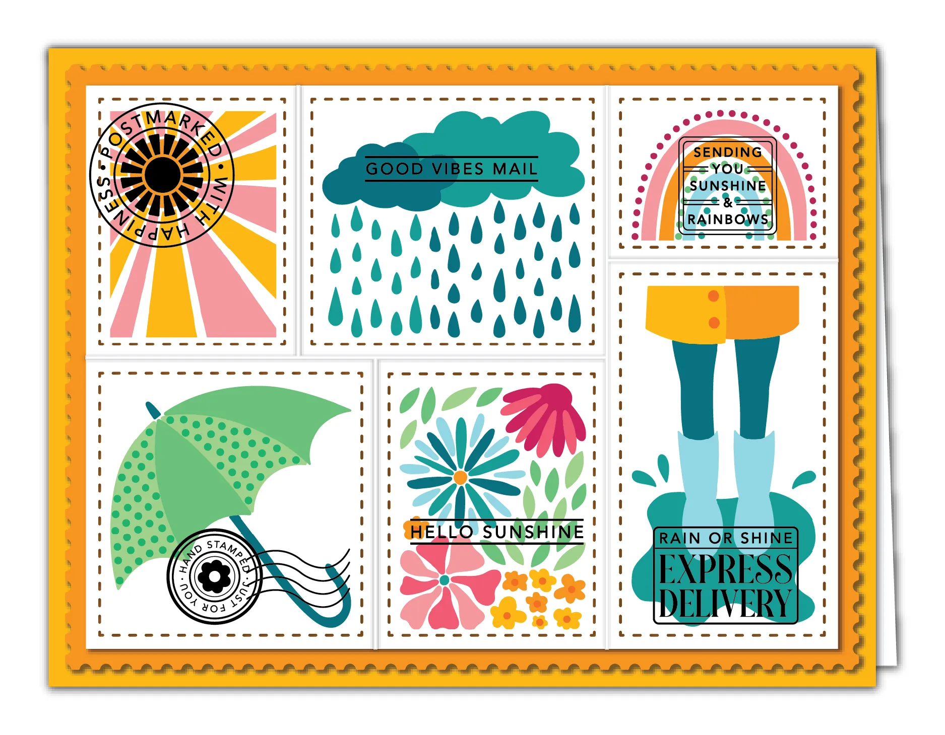 Here Comes the Sun Postage Collage Layering Stencils