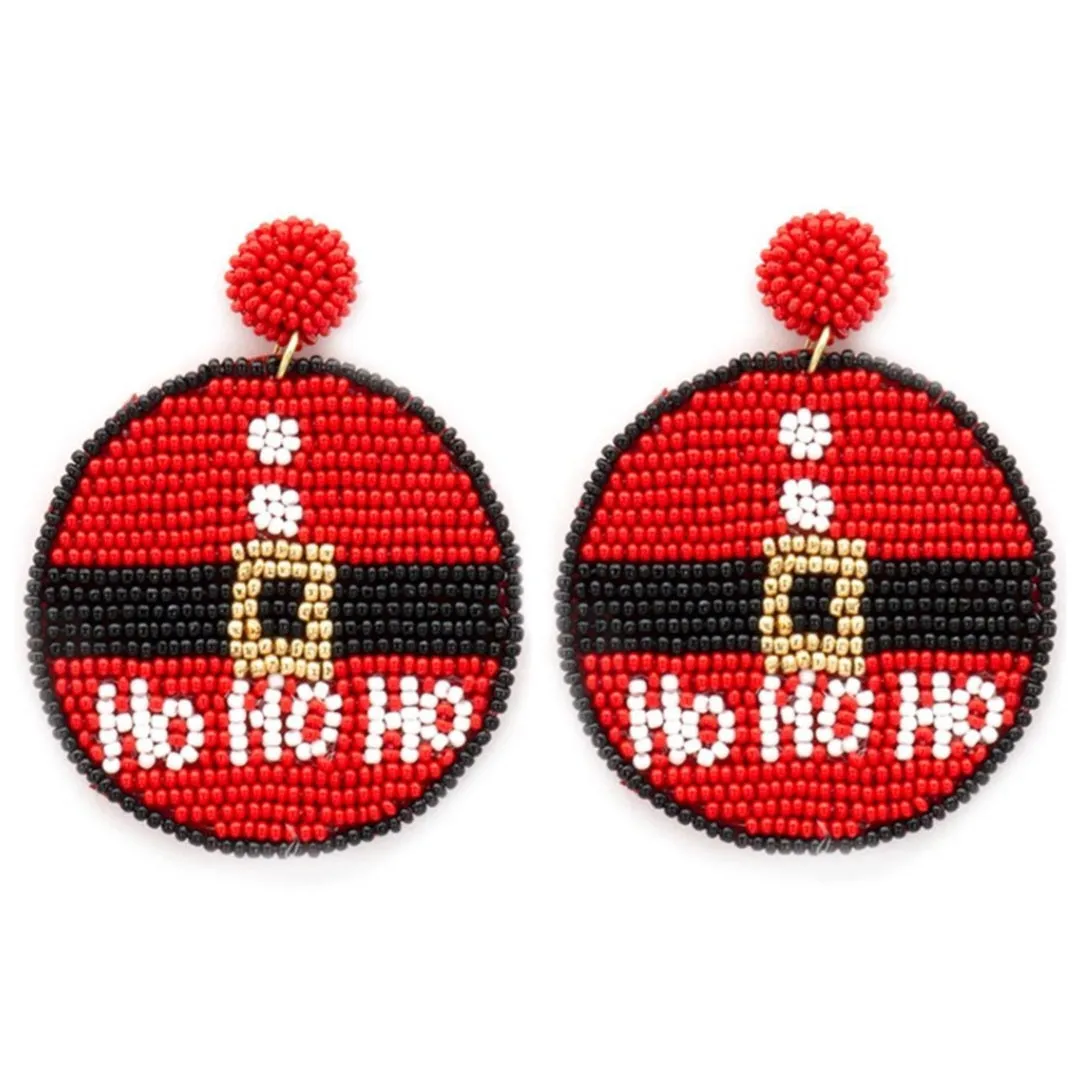 Ho Ho Ho Seed Bead Round Earrings